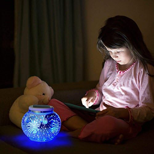 Solar Outdoor Table Lamp, Solar Powered Mosaic Glass Ball Garden Lights Waterproof Color Changing Mood Night Lights (Lantern) - Image 4
