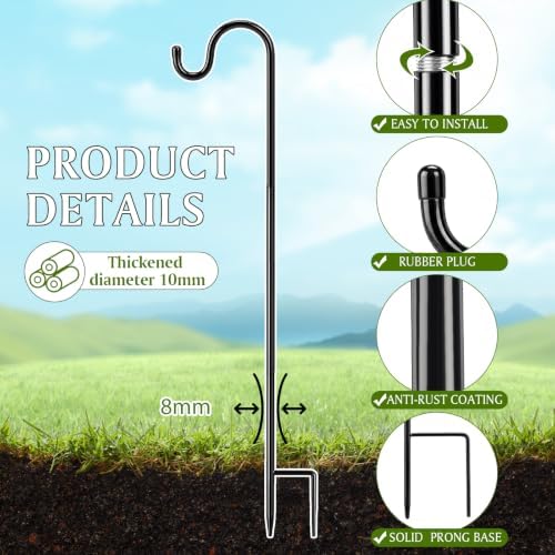 20 Pcs 24 Inch Shepherd Hook for Outdoor Adjustable Bird Feeder Pole - Image 2
