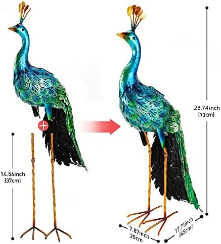 chisheen Outdoor Solar Peacock Decor Garden Statue Metal Yard Art Sculpture - Image 2