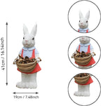 Simulated Pink Rabbit Statue Flower Pot Ornament, 17-Inch Resin Garden Sculpture Decor, Household Guardian Figurine, Gift for Yard Home Outdoor Decor,Pink White - Image 2