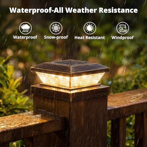 Mlambert 4x4 Solar Post Cap Lights Outdoor 16 Pack, Waterproof Solar Fence Light for Wooden/Vinyl Post, 2 Color Outside Deck Patio Porch Decor, Brown - Image 3