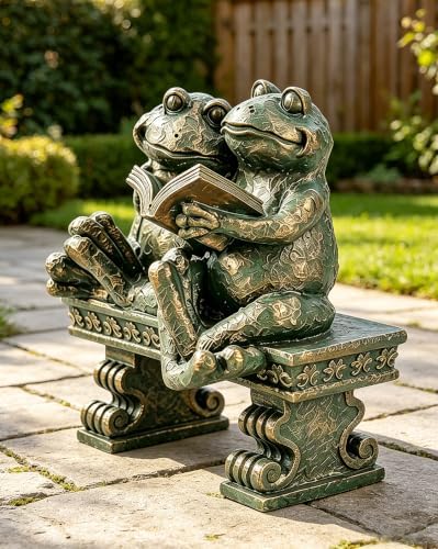 Teaeeno Garden Frog Statue, Weatherproof Reading Frogs Outdoor Sculpture - Image 6