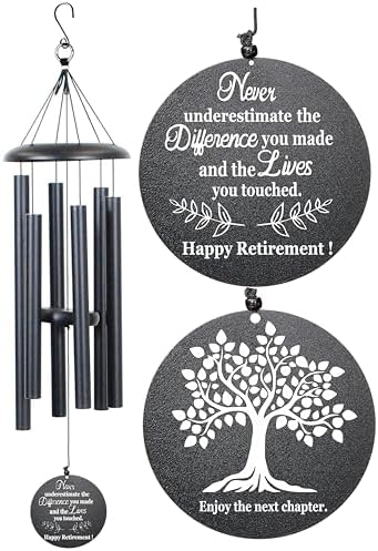 Retirement Gift for Woman Men, 32" Wind Chimes Retirement Gifts, Happy Retirement Gifts for Coworker Colleague Boss Teachers Nurses Friends, Going Away Gifts Retirement Decorations (Black) by NETAEX
