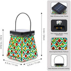 VOREEN Mosaic Solar Lantern, Colorful Mosaic Glass Decorative Lantern for Outdoor Garden & Patio, Tabletop or Hanging Solar Powered Light, Multicolor Geometric Lattice Design - Image 5