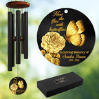 Personalized Butterfly Memorial Wind Chime – “Now They Fly with Butterflies” Custom Name & Years – Sympathy Gift for Loss of Loved One – Outdoor Remembrance Windchimes for Garden or Memorial Space by AlpadilCo