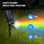 KEV Solar Spot Lights Outdoor,18 LEDs Color Changing RGB Solar Flood Lights with 8 Modes &IPX65 Waterproof,Halloween Solar Spotlight for Driveway/Backyard/Landscape/Tree(Multicolor,2 Pack) - Image 6