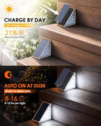 Outdoor Solar Stair Lights,16 Pack, Cool White 6000K, Brown - Image 2