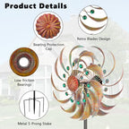 VEWOGARDEN Garden Metal Wind Spinners Outdoor Kinetic Wind Sculptures & Spinners for Yard Lawn Patio Decorations, Copper Green - Image 4