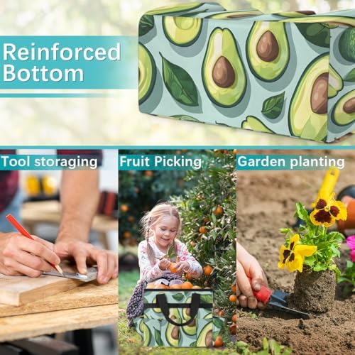 Fruit Avocados Garden Tool Bag Tote for Men Women Multiple Pockets Wide Mouth Heavy Duty Waterproof Tool Organizer Bag for Outdoor Lawn Yard Portable Gardening Storage With Elasticbands - Image 6