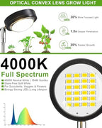 yadoker Plant Grow Light, LED Growing Light Full Spectrum for Indoor Plants,Black Magnifying Glass Plant Lights,Height Adjustable, Automatic Timer, 5V Low Safe Voltage,Idea for Large - Image 4