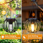 Solar Lanterns Outdoor Waterproof Metal Solar Hanging Lantern, 4Pack - Image 3