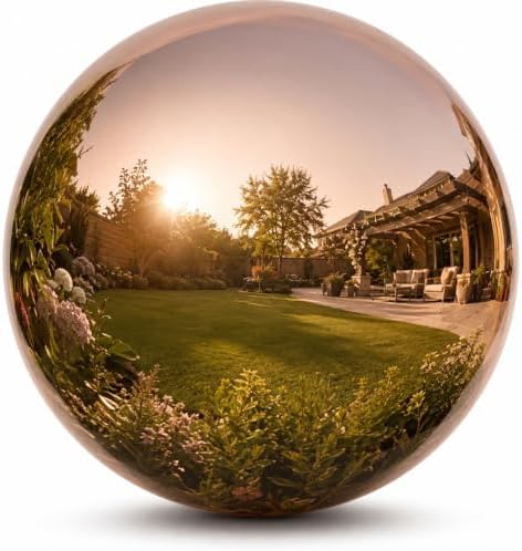 Gazing Ball Garden Mirror Outdoor 12inch Outside Decorative Globe Rose Gold by Nerien
