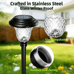 BEAU JARDIN 8 Pack Solar Pathway Lights White+Color Changing Stainless Steel 3 Mode Outdoor Multicolor Metal Solar Powered Waterproof Glass for Garden Landscape Path Yard Walkway Driveway Black - Image 2