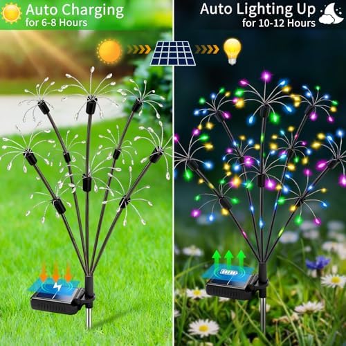 VOOKRY Solar Garden Lights Outdoor, 8 Pack Multicolor Fairy Firework Lights - Image 6