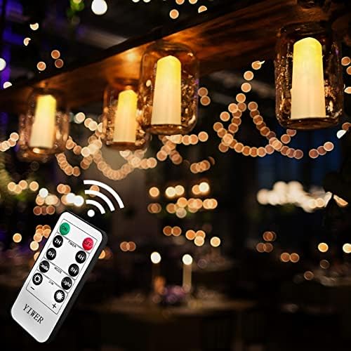 YIWER Plastic Waterproof Flameless Candles Set of 24: Battery Operated Candles Ivory Flickering Pillar Candles Include 4"/5"/6"/7" with 10-Key Remote 2/4/6/8H Timer Function - Image 5