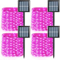 YEGUO 4 Pack Pink Solar Fairy Lights, Each 33ft 100 LED Christmas Lights Outdoor Waterproof, 8 Modes Sliver Wire Solar String Lights by YEGUO