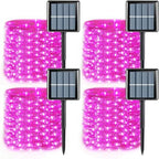 YEGUO 4 Pack Pink Solar Fairy Lights, Each 33ft 100 LED Christmas Lights Outdoor Waterproof, 8 Modes Sliver Wire Solar String Lights by YEGUO