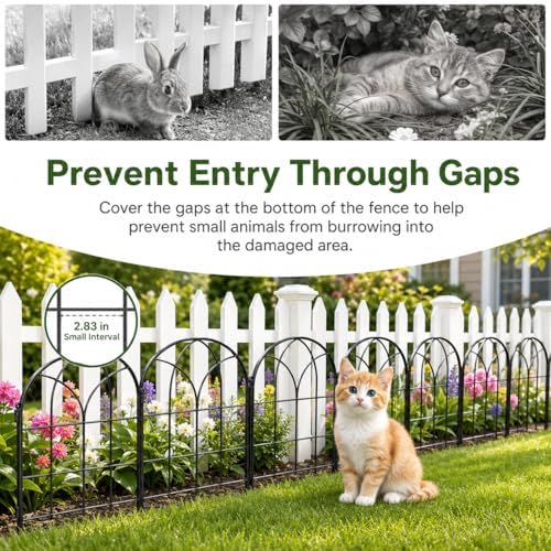 Decorative Garden Fence, 20 ft Rustproof No Dig Flower Bed Border 19 Pack - Image 7