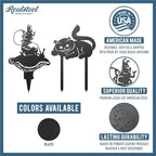 Alice in Wonderland Garden Stakes – Set 3: Caterpillar & Cheshire Cat – RealSteel Original – Rust or Black Outdoor Decor – Weatherproof American Steel – Made in USA (Rust) - Image 6