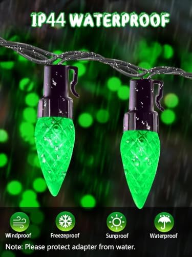 EEW Connectable C6 Halloween Lights Outdoor String 78FT 240 LED Green - Image 3