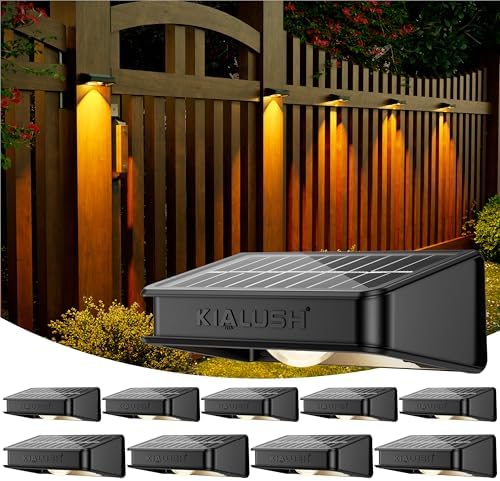 10 Pack Solar Fence Lights - 3 Modes, 9 Colors Outdoor Solar Lights, Waterproof IP 65, 35lm for Step, Stair, Deck, Wall, Patio, Walkway, Porch by KIALUSH