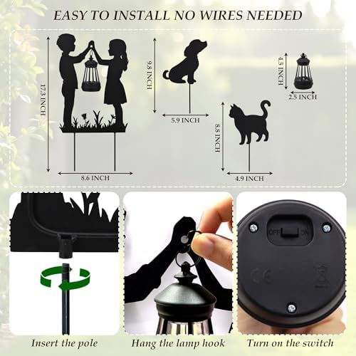 Boy Girl Cat Dog Solar Lights Outdoor Decorative pathway Garden Decor Stake - Image 3