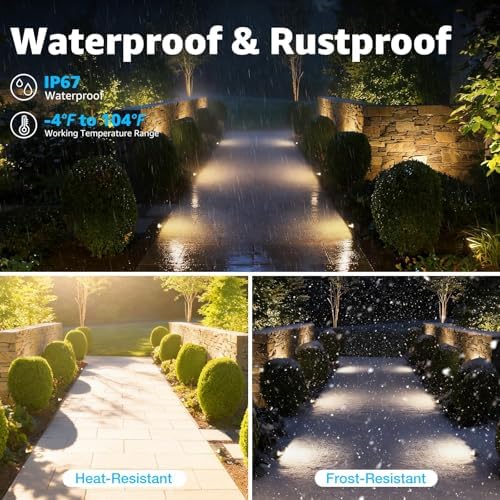 SUNVIE 5W Low Voltage Landscape Lighting Anti-Glare Outdoor In-Ground Lights 3000K Well Lights Low Voltage with Wire Connectors Waterproof LED Landscape Lighting for Pathway Garden, 12 Pack - Image 5