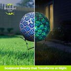 Briarwood Lane Everyday Gazing Ball 10x10 Blue and White Scalloped Solar LED Gazing Ball - Image 5