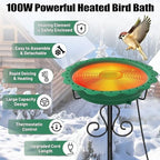 Heated Bird Baths for Outdoors, 100W Heated Birdbath Outside Winter, Green - Image 2