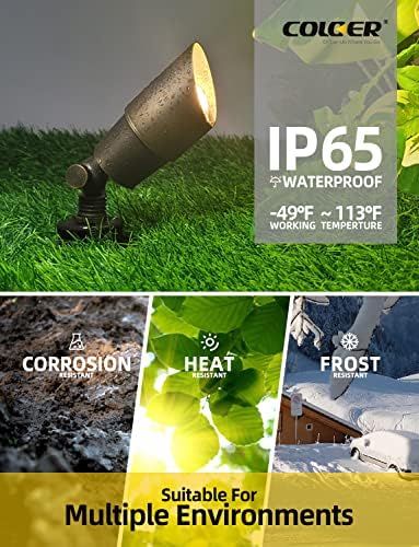 COLOER Die-cast Brass Landscape Spotlights 4 Pack with MR16 (101B Bronze) - Image 5