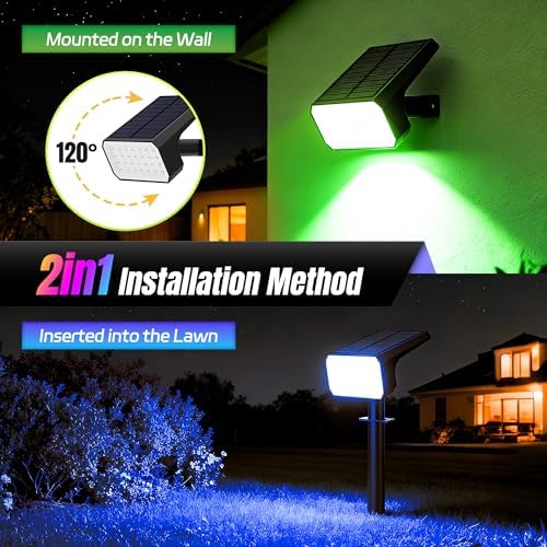 Color Changing Solar Spot Lights Outdoor Waterproof, 6 Pack, 28 LED RGB - Image 6