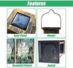 Solar Lantern Stained Glass Window Outdoor Garden Hanging Lantern Waterproof Solar Powered Lighting Outside Table Lamp for Patio Deck Yard Camping Beach House Decor, 1 Pack - Image 3