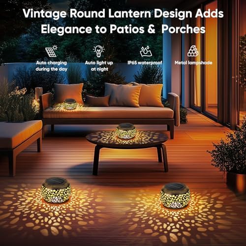 Outdoor Solar Lanterns Patio Decor: 4 Pack Bronze Waterproof Solar Lights - Image 5