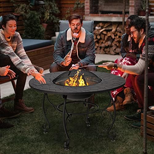 Giantex 4-in-1 Fire Pit Table, 36" Outdoor Metal Round Dining Table - Image 3