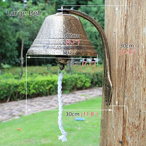 Farmhouse Cast Iron Door Bell Copper Color, Vintage Oversized Dinner Bells, Wall Mounted Hanging Doorbell for Front Door Garden (Size : L) - Image 2