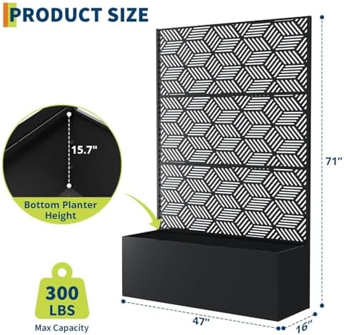 GarveeLife Metal Planter Box with Trellis 71"x47"x16", with Drainage Holes - Image 2