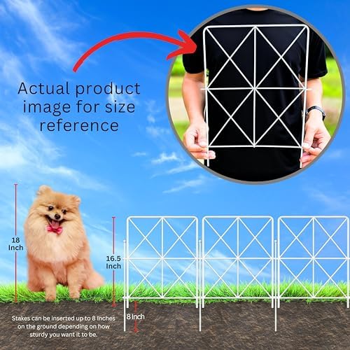 ShopLaLa Garden Fence (10 Panels) 12.5in(L) x 16.5in(H) Decorative White Metal Wire Diamond Fencing, Rustproof Animal Barrier for Dogs, Flower Bed Edging Fences Yard Patio Border Outdoor Decoration - Image 3
