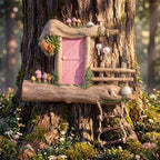 Sliner Fairy Door for Trees Outdoor Resin Fairy Garden Door, Pink by Sliner