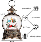 Christmas Village Snow Globe Water Lantern with Snowman and Train Scene Battery Operated or USB Powered Musical Lighted Holiday Decoration for Tabletop Display for Family and Friends - Image 2