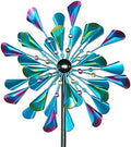 Decoroca Large Outdoor Metal Wind Spinners - Wind Sculptures & Spinners for Yard Patio Lawn Garden Decorations, Windmill Outdoor Clearance with Stable Metal Stake(Blue&Green Rotating) by Decoroca