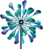 Decoroca Large Outdoor Metal Wind Spinners - Wind Sculptures & Spinners for Yard Patio Lawn Garden Decorations, Windmill Outdoor Clearance with Stable Metal Stake(Blue&Green Rotating) by Decoroca