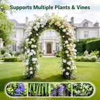 Miory Garden Arch Trellis for Climbing Plants, 1.3x7.9ft Steel with UV-Resistant PE Coating Arbor Outdoor, Vertical Support for Vines Flowers Vegetable, Wedding Archway (Black) - Image 4