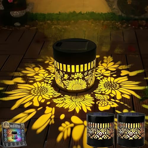 Decorative Solar Mandala Lights Outdoor Waterproof LED Metal Solar Powered Wall Fence Lights for Garden Yard Deck Step Patio Pool Lawn Back Yard Exterior Wall Decorative Lighting(#B,2PCS) by Unknown