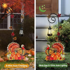 WAIU Solar Turkey Pumpkin Metal Garden Stake Lights, Outdoor Fall Thanksgiving Decor for Lawn Courtyard Yard - Image 4