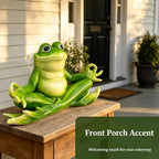 Teaeeno Meditation Frog Sculpture, 13" Handcrafted Resin Zen Frog Statue - Image 6