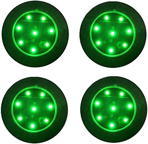 Inground Solar Lights Waterproof Solar Ground Lights Pathway Lights Solar Powered Disk Lights (Green Light, 4pcs) by Skingwa
