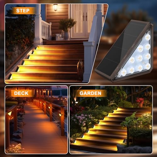 AUDLES Solar Stair Lights,12 Pack Warm White Step Lights Outdoor Waterproof - Image 6