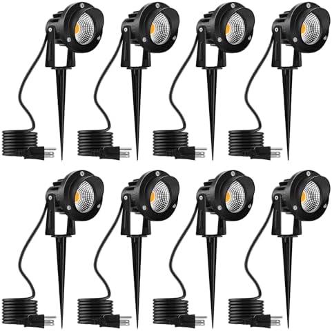 Romwish 10W Landscape Lighting, 120V Plug-in Outdoor Spotlights, 8 Pack by ROMWISH