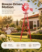 8FT Windmill for Yard Garden Decoration,Heavy Duty Outdoor Wind Mills, Large Metal Outdoor Windmill,Weather Resistant,Red - Image 4