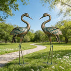 Shorayn Metal Crane Garden Statue, Garden Sculptures & Statues, Bronze Crane Ornaments Yard Art for Backyard Patio Lawn Decorations - Image 6